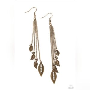 Bronze Leaf Dangle Earrings Paparazzi